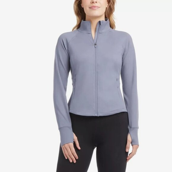 NEW Jockey Women's Size S Gray Full Zip Mock neck Sweatshirt Blue - Picture 1 of 9